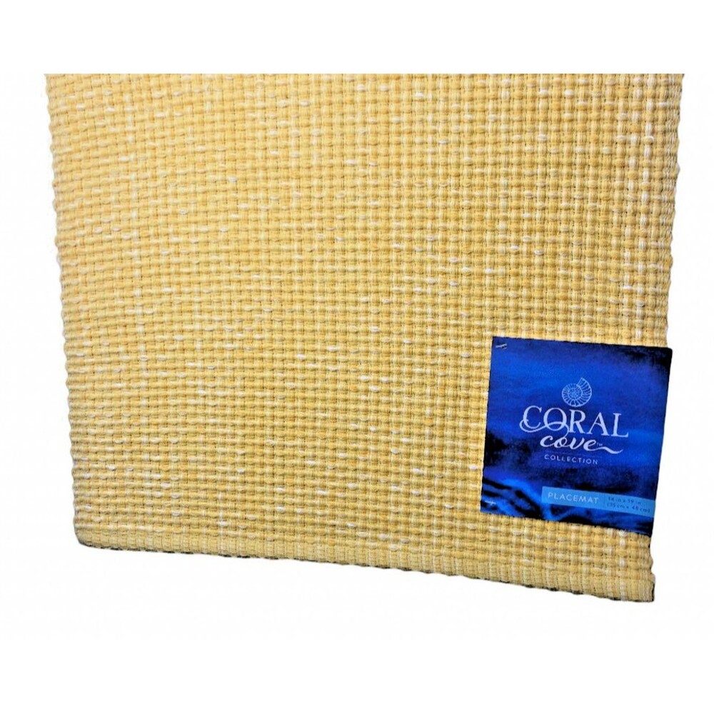Coral Cove Fabric Placemats Buttercup Sunflower Yellow Cotton 19"x14" Set of 4